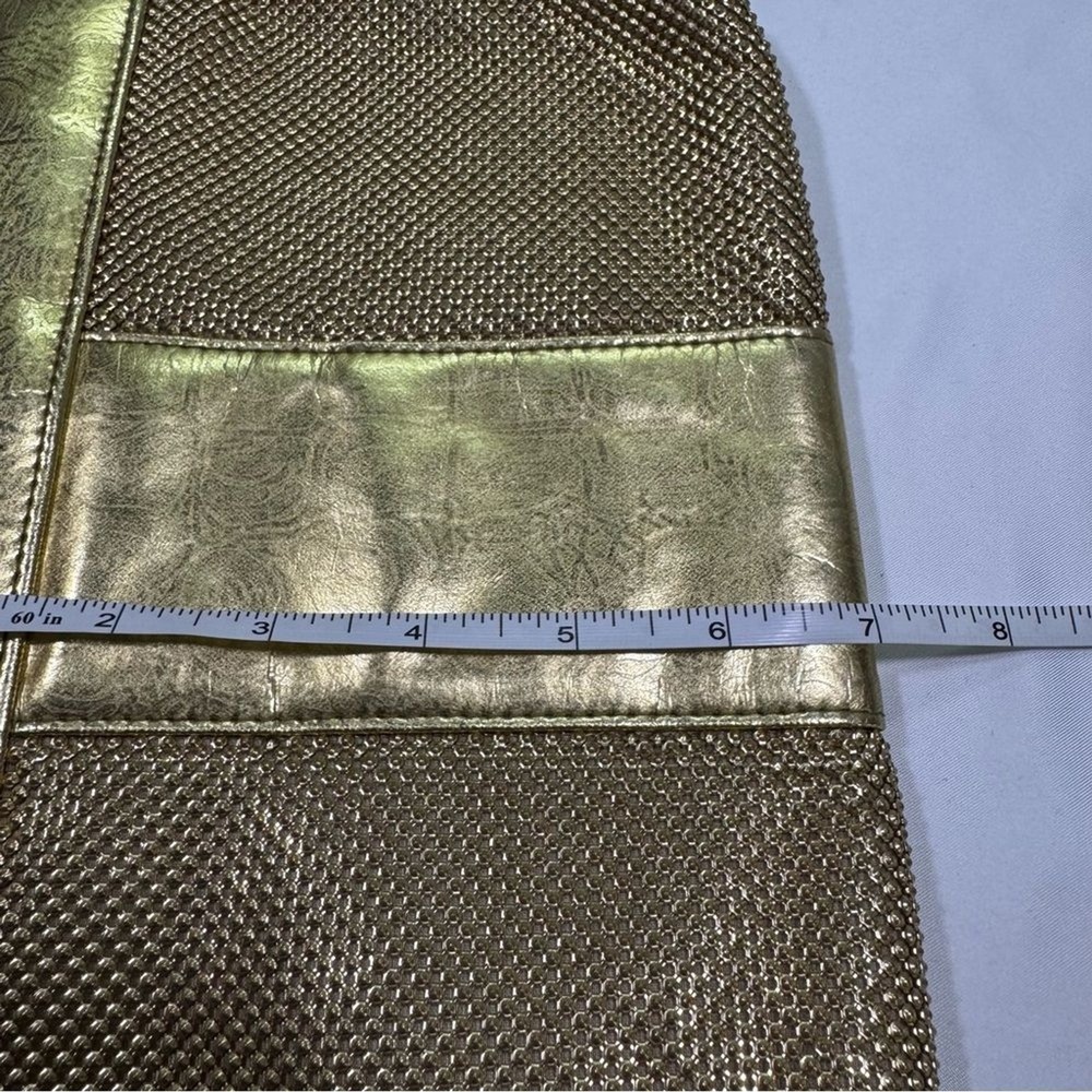 Whiting and Davis Crossbody Gold Metal Mesh Evening Bag - Picture 14 of 15